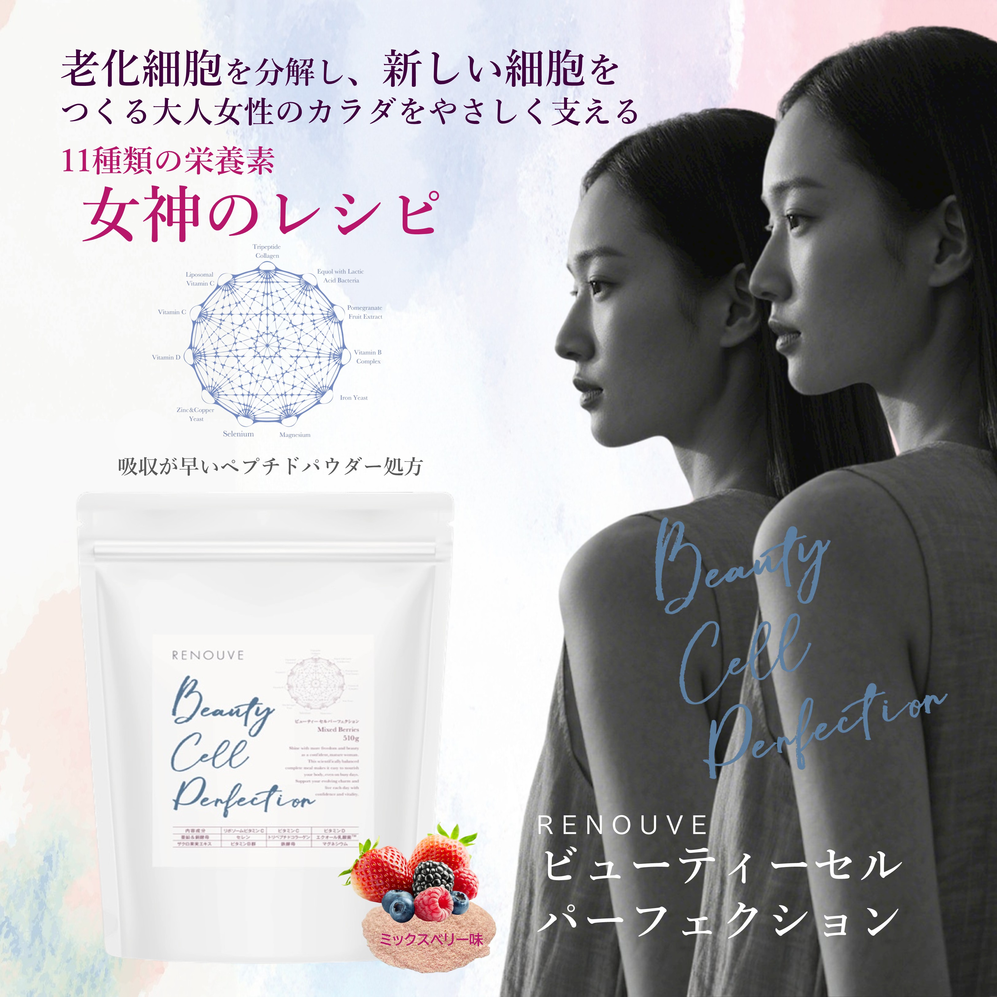 ビューティセルパーフェクション　（ミックスベリー味）　510g